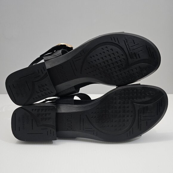 Munro Cleo Sandal Open Toe Buckle Black Leather Womens Size 9.5 - Picture 11 of 13